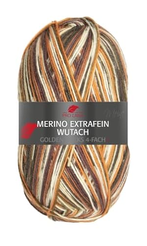 Pro Lana Golden Socks 4-fach MERINO Wutach 630 - Braun/Orange/Natur/Anthrazit von PRO LANA