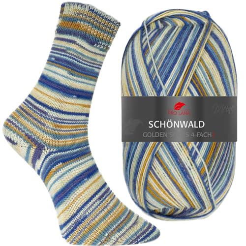 Pro Lana Golden Socks 4-fach Schönwald 667 - Natur/Blau/Senf/Anthrazit Pro Lana Golden Socks 4-fach Schönwald 667 - Natur/Blau/Senf/Anthrazit von PRO LANA