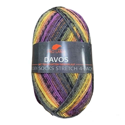 Pro Lana Golden Socks Stretch Davos 39007 - Lila/Gelb/Orange/Anthrazit/Braun von PRO LANA