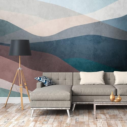 Fototapete Profhome 382551-GU heißgeprägte Vliestapete glatt mit abstraktem Muster matt blau braun weiß beige 3,71 m x 2,8 m von PRO[f]home