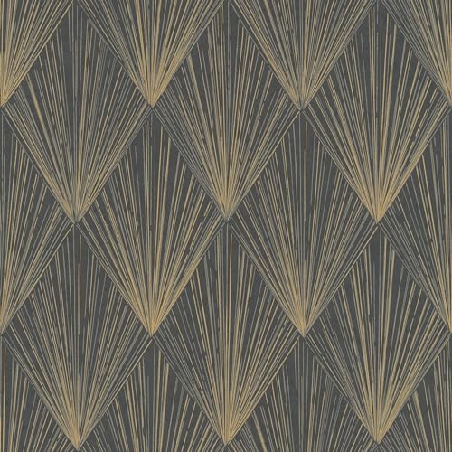 Grafik Tapete Profhome 378644-GU Vliestapete leicht strukturiert mit geometrischen Formen glänzend schwarz gold grau 5,33 m2 von PRO[f]home