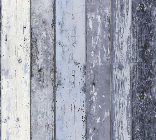 Holz Tapete Profhome 855060-GU Vliestapete glatt in Holzoptik matt blau 5,33 m2 von PRO[f]home