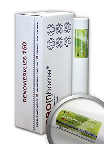 Profhome 399-150-6-AP Renoviervlies 150 g Malervlies Vlies glatte überstreichbare Vliestapete weiß 112,50 qm 1 Kart. 6 Rollen FSC® MIX CREDIT Nr. TSUD-COC-001718-KR von PRO[f]home