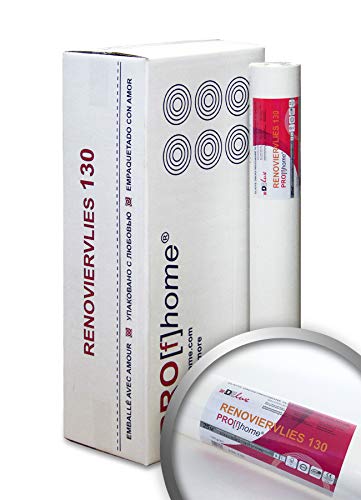 Profhome Renoviervlies 130 g Malervlies glattes Vlies rissüberbrückende Vliestapete weiß 112,50 qm 1 Kart. 6 Rollen FSC® MIX CREDIT Nr. TSUD-COC-001718-KR von PRO[f]home