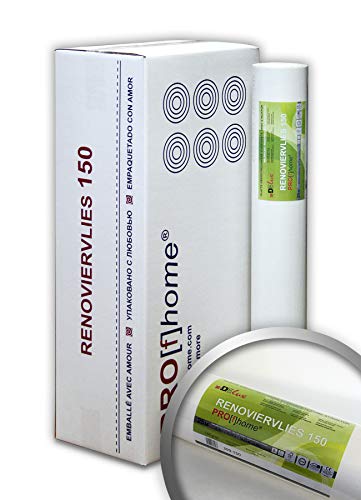 Profhome Renoviervlies 150 g Malervlies Vlies glatte überstreichbare umweltschonend Vliestapete Öko nachhaltig umweltbewusst weiß 112,50 qm 1 Kart. 6 Rollen FSC® MIX Nr. TSUD-COC-001718-KR von PRO[f]home