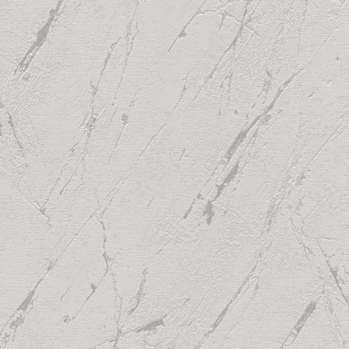 Stein Kacheln Tapete Profhome 393361-GU Vliestapete strukturiert in Marmoroptik und metallischen Akzenten grau silber 5,33 m2 von PRO[f]home
