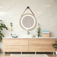 Pro.tec - LED-Badspiegel Picerno Ø60cm mit Aufhängung Gold [ ] von PRO.TEC