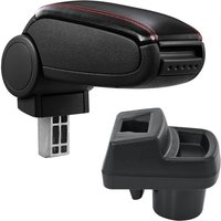 Pro.tec - Mittelarmlehne Opel Corsa f mit Staufach Kunstleder Schwarz mit roten Nähten [ ] von PRO.TEC