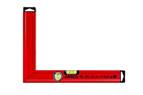 PRO Aluminium Anschlagwinkel mit Vertikaler und Horizontaler Anzeige - Die Härte 9 auf der Mohs Skala - Bauwinkel- Schlosserwinkel - Schreinerwinkel - Rot Aluwinkel 30X40cm von PRO