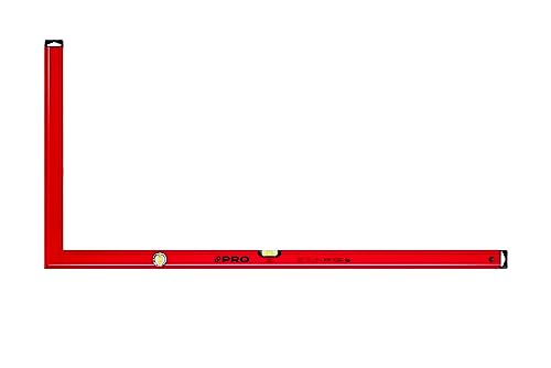 PRO Aluminium Anschlagwinkel mit Vertikaler und Horizontaler Anzeige - Die Härte 9 auf der Mohs Skala - Bauwinkel- Schlosserwinkel - Schreinerwinkel - Rot Aluwinkel 60X120cm von PRO