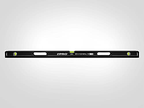 PRO800 Wasserwaage 200cm einseitig gefräst mit Ergonomischen Profil - ERS+ (Easy Reading System) Präzise Wasserwaage mit Anti Shock Absorber Endkappen - Farbe Schwarz von PRO