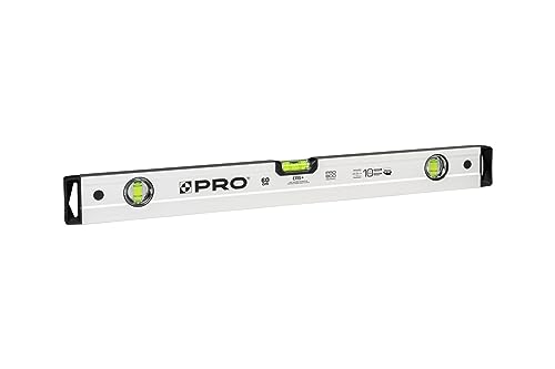 PRO800 Wasserwaage 60cm Eloxiert - Die Härte 9 auf der Mohs Skala - Ergonomischen Profil und ERS+ (Easy Reading System) Anti Shock Absorber Endkappen - Farbe Silber von PRO