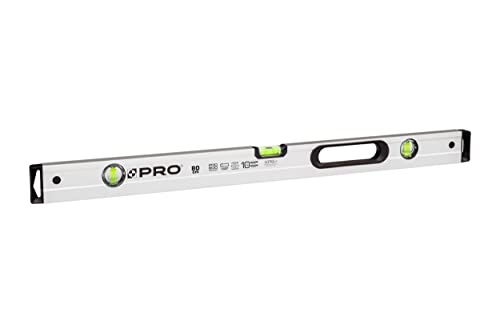PRO800 Wasserwaage 80cm Eloxiert - Die Härte 9 auf der Mohs Skala - Ergonomischen Profil und ERS+ (Easy Reading System) Anti Shock Absorber Endkappen - Farbe Silber von PRO