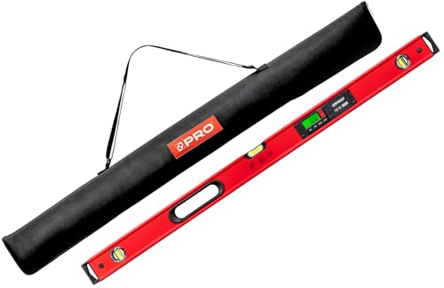 PRO900 Digitale Wasserwaage 100cm mit 2 LCD Displays und Abdeckung - Elektronische Wasserwaage mit Messwertspeicher für bis zu 19 Ergebnisse Schutzart IP65 - Farbe Rot von PRO