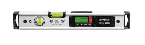 PRO900 Digitale Wasserwaage 40cm mit 2 LCD Displays - Elektronische Wasserwaage mit Messwertspeicher für bis zu 19 Ergebnisse Schutzart IP65 - Farbe Weiß von PRO