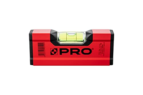 PRO600 Mini Wasserwaage 12cm mit Ergonomischen Profil - ERS+ (Easy Reading System) Präzise Kleine Wasserwaage mit Anti Shock Absorber Endkappen - Farbe Rot von PRO