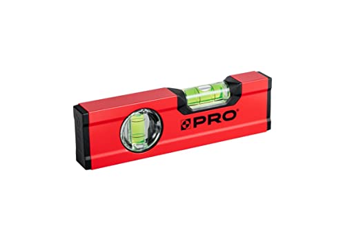 PRO600 Mini Wasserwaage 17cm mit Ergonomischen Profil - ERS+ (Easy Reading System) Präzise Kleine Wasserwaage mit Anti Shock Absorber Endkappen - Farbe Rot von PRO
