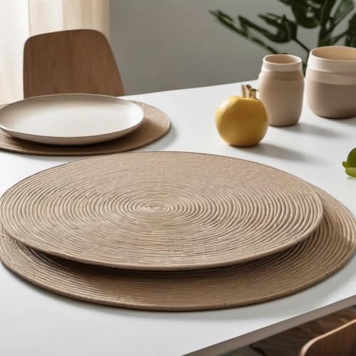 Summer Vibes Runde Tischsets 2er Set - Gewebte & Hitzebeständige Matten für Terrasse und Esstisch - Stilvolles Frühlings- & Sommer-Tischdecken-Zubehör - Gold Rundes Design, leicht zu reinigen & zu Summer Vibes Runde Tischsets 2er Set - Gewebte & Hitzebeständige Matten für Terrasse und Esstisch - Stilvolles Frühlings- & Sommer-Tischdecken-Zubehör - Gold Rundes Design, leicht zu reinigen & zu von PROAUSTIN