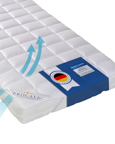 PROCAVE Matratzenschoner 180x210 cm Micro-Comfort - Matratzenbezug - Matratzentopper - atmungsaktive Matratzenauflage - Made in Germany - Matratzenschutz mit Eckgummis Weiß von PROCAVE