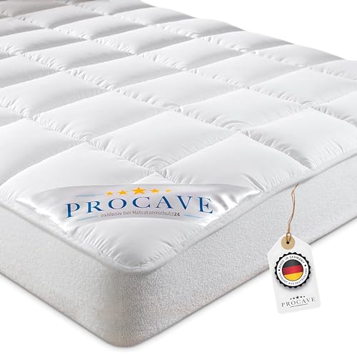 PROCAVE Micro-Comfort Matratzen-Bett-Schoner weiß 200x200 cm mit Spannumrandung | Höhe bis 30cm | Auch für Boxspring-Betten und Wasser-Betten geeignet | Microfaser | 100% Polyester | Matratzen-Auflage von PROCAVE