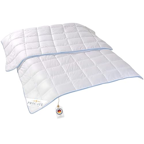 PROCAVE | TopCool Qualitäts-Bettdecke für das ganze Jahr | Entspannt schlafen - absorbiert Körperfeuchtigkeit | Atmungsaktive Steppdecke in weiß in 155x200 cm von PROCAVE
