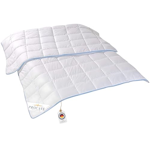 PROCAVE | TopCool Qualitäts-Bettdecke für das ganze Jahr | Entspannt schlafen - absorbiert Körperfeuchtigkeit | Atmungsaktive Steppdecke in weiß in 200x220 cm von PROCAVE