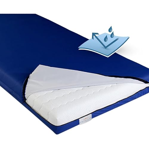 PROCAVE wasserdichter Matratzenbezug in blau. atmungsaktiv und abwischbar 100x200 cm für Matratzen-Höhe 25 cm - Made in Germany von PROCAVE