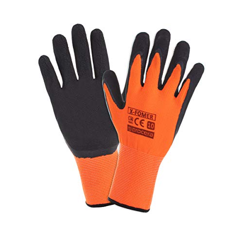 PROCERA X-FOMER Arbeitshandschuhe Herren geschäumter Latex Handschuhe Damen wasserbeständig säurebeständig beschichtet; schwarz und orange (24, T10) von PROCERA