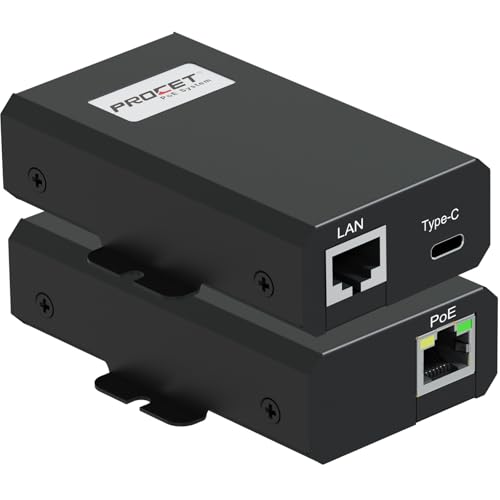 PROCET Gigabit PoE Splitter USB C und Netzwerk PoE Splitter, IEEE802.3at 1000Mbps 25W USB C PoE Splitter Adapter für Tablet, iPad, IP-Kamera, Raspberry Pi 4/5, Google WiFi, MacBook PROCET Gigabit PoE Splitter USB C und Netzwerk PoE Splitter, IEEE802.3at 1000Mbps 25W USB C PoE Splitter Adapter für Tablet, iPad, IP-Kamera, Raspberry Pi 4/5, Google WiFi, MacBook von PROCET PoE System