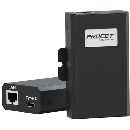 PROCET Gigabit PoE Splitter bis zu 60W PoE Ethernet Splitter Adapter für Tablet, IP Kamera, EchoHub, iPad, Raspberry Pi4/5, Eero 6/7 Wireless AP PROCET Gigabit PoE Splitter bis zu 60W PoE Ethernet Splitter Adapter für Tablet, IP Kamera, EchoHub, iPad, Raspberry Pi4/5, Eero 6/7 Wireless AP von PROCET PoE System