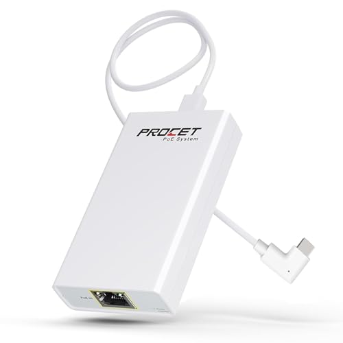 PROCET Gigabit PoE auf USB-C Konverter, bis zu 60W Ethernet Adapter für Echo Hub, iPad Pro, Surface Go, Galaxy Tab, Laptop, Home Assistant, Digital Signage Display, Smart Speaker, VR Quest PROCET Gigabit PoE auf USB-C Konverter, bis zu 60W Ethernet Adapter für Echo Hub, iPad Pro, Surface Go, Galaxy Tab, Laptop, Home Assistant, Digital Signage Display, Smart Speaker, VR Quest von PROCET PoE System