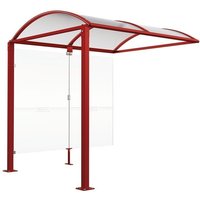 PROCITY® Fahrradüberdachung M, Erweiterung, mit Glasrückwand, feste Pfosten, purpurrot von PROCITY®