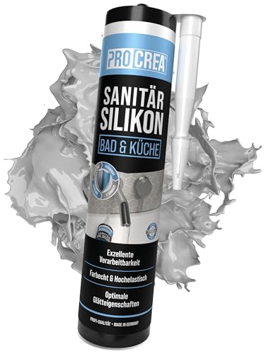 PROCREA® 1x Premium Sanitärsilikon "Bad & Küche" (Silbergrau) [mit Anti-Schimmel-Formel] Dichtmasse für innen & außen - Universal Silikon in Profi-Qualität (grau) - Made In Germany von PROCREA
