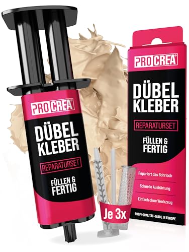 PROCREA® Flüssigdübel "Füllen & Fertig" [inkl. Zubehör] Extra starke & universelle Reparaturmasse zum Kleben, Füllen und als Bohrloch Retter - 2K Dübelkleber in Profi-Qualität - innen & außen von PROCREA