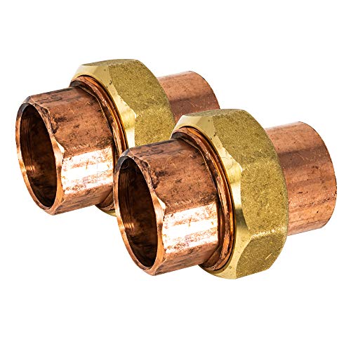 PROCURU 2,5 cm Copper Union CxC Lötschweißanschluss, bleifrei zertifiziert (2,5 cm, 2 Stück) von PROCURU