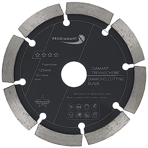 PRODIAMANT Fugenfräser ø 125mm Breite 6mm Frässcheibe für Mauerwerk Mörtel Fugen und Putz 10mm Segmenthöhe von PRODIAMANT