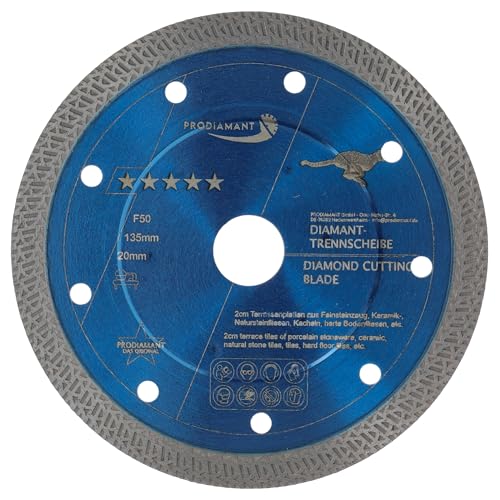 PRODIAMANT Diamant-Trennscheibe F50 135 mm x 20 mm für Fliesen & Feinsteinzeug | Zubehör für automatische Tischfliesenschneider | passend u. a. für TCSA1200 | Turbo 1,2 mm Segment PRODIAMANT Diamant-Trennscheibe F50 135 mm x 20 mm für Fliesen & Feinsteinzeug | Zubehör für automatische Tischfliesenschneider | passend u. a. für TCSA1200 | Turbo 1,2 mm Segment von PRODIAMANT