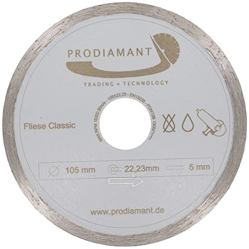 PRODIAMANT Diamant-Trennscheibe Fliese 105 mm x 22,2 mm Diamanttrennscheibe 105mm von PRODIAMANT