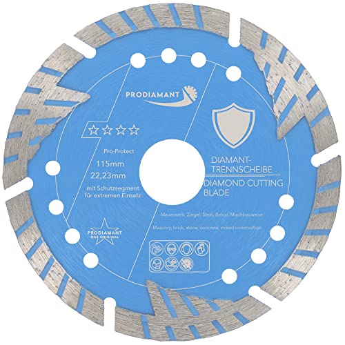 PRODIAMANT Diamant-Trennscheibe Pro Protect 115 mm x 22,2 mm mit Schutzsegmenten für Mauerwerk Beton Ziegel PRODIAMANT Diamant-Trennscheibe Pro Protect 115 mm x 22,2 mm mit Schutzsegmenten für Mauerwerk Beton Ziegel von PRODIAMANT