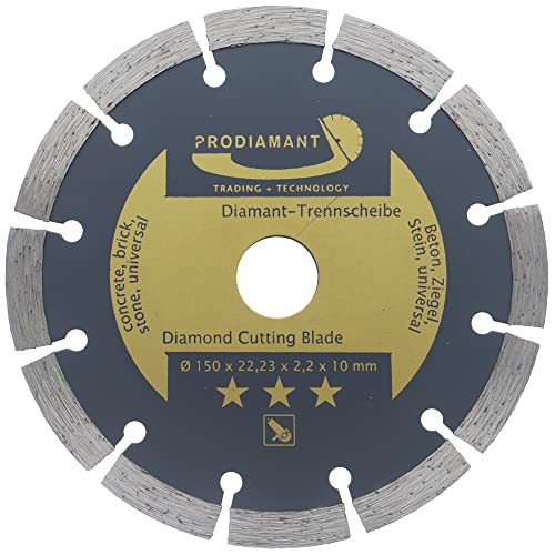 PRODIAMANT Diamanttrennscheibe 150mm universal Trennscheibe für Stein, Beton, Granit, Mauerwerk, Ziegel Zubehör Winkelschleifer von PRODIAMANT