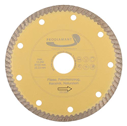 PRODIAMANT Premium Diamant-Trennscheibe Fliese Naturstein Turbo 125 mm x 22,2 mm Fliesenscheibe 125mm von PRODIAMANT