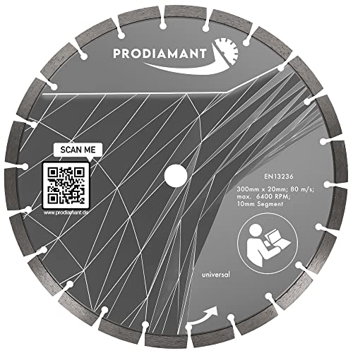 PRODIAMANT Premium Diamant-Trennscheibe universal 300 mm x 20 mm Blocksegment Segmenthöhe 10mm von PRODIAMANT