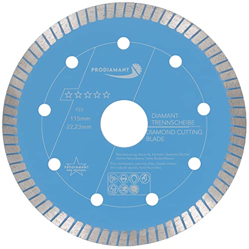 PRODIAMANT F33 Diamanttrennscheibe Ø 115 mm x 22,2 mm – extra dünn für Naturstein, Granit & Fliesen – präzise Schnitte ohne Ausbrechen – Profiqualität von PRODIAMANT
