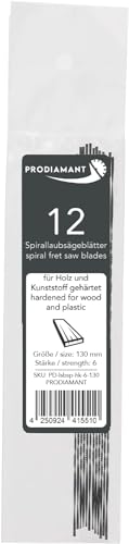 PRODIAMANT Spiral Laubsägeblatt Größe 3 fein, für Holz und Kunststoff 12 Stück 130mm allseitig schneidend Made in Germany von PRODIAMANT