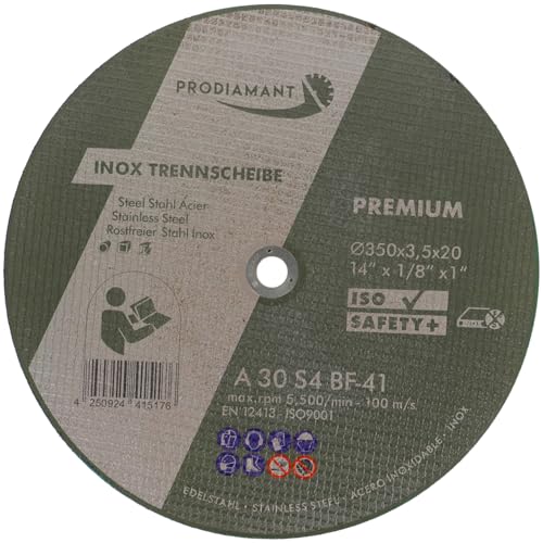 PRODIAMANT Trennscheibe 350mm x 20mm x 3,5mm 10 Stück Inox Flexscheibe für Metall und Stahl PRODIAMANT Trennscheibe 350mm x 20mm x 3,5mm 10 Stück Inox Flexscheibe für Metall und Stahl von PRODIAMANT