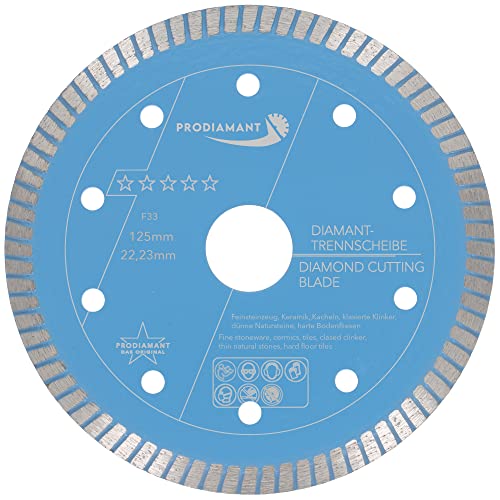 PRODIAMANT F33 Profi Diamant Fliesenscheibe ø 125mm für Naturstein Granit Fliesen und Keramik Bohrung 22,2mm M14 extra dünne Naturstein Diamantscheibe von PRODIAMANT