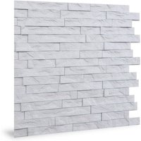 Wandpaneel 3D Profhome 3d 704447 Ledge Stone Matte White Dekorpaneel geprägt in Stein Optik glänzend weiß 2 m2 - weiß von PROFHOME 3D