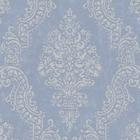 Profhome - Barock Tapete 397652 Vliestapete strukturiert mit Ornamenten schimmernd violett pastellfarben perl-weiß 5,33 m2 von PROFHOME