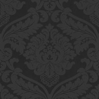 Profhome - Barock Tapete 552631 Strukturtapete leicht strukturiert mit Ornamenten matt schwarz 5,33 m2 von PROFHOME