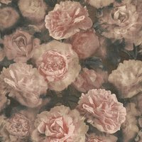 Profhome - Blumen Tapete 374022 Vliestapete leicht strukturiert mit floralen Ornamenten matt rosa rot schwarz 5,33 m2 - rosa von PROFHOME